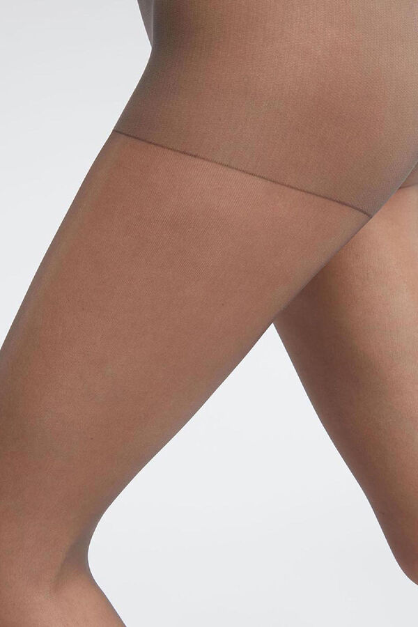 Dim Pacote de 2 meias-calças opacas de cetim 15 Deniers castanho