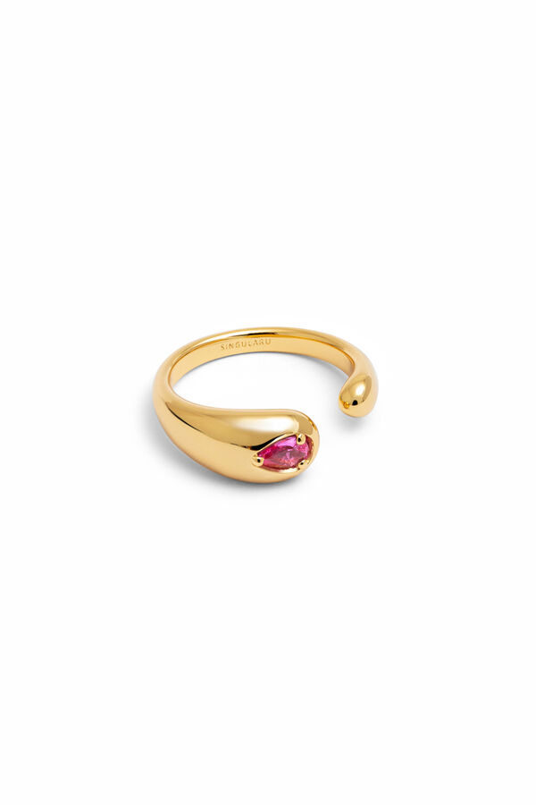 Singularu Anillo Doble Gota Pink Ba&ntilde;o Oro amarillo