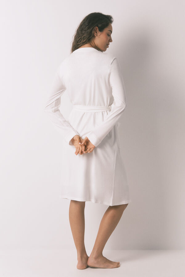 Women'secret Vestido robe de maternity em algodão branco bege