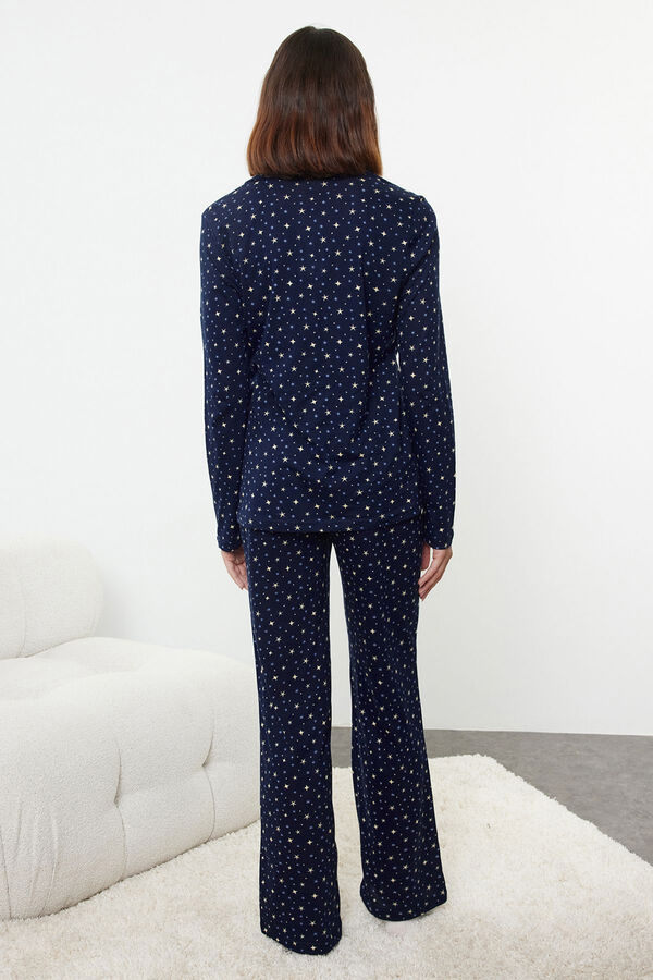 Trendyol Conjunto de pijama azul marinho com estampado galáctica  azul