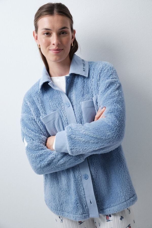 Women'secret Bata corta camisa fluffy Snoopy azul