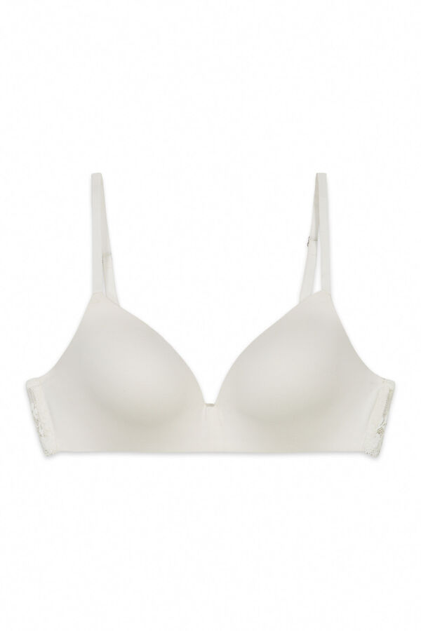 Women'secret Soutien triangular em microfibra e renda branco CHARMING cru