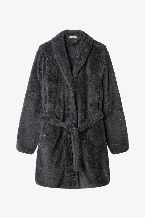 Gisela Robe gola smoking com detalhe lurex cinzento