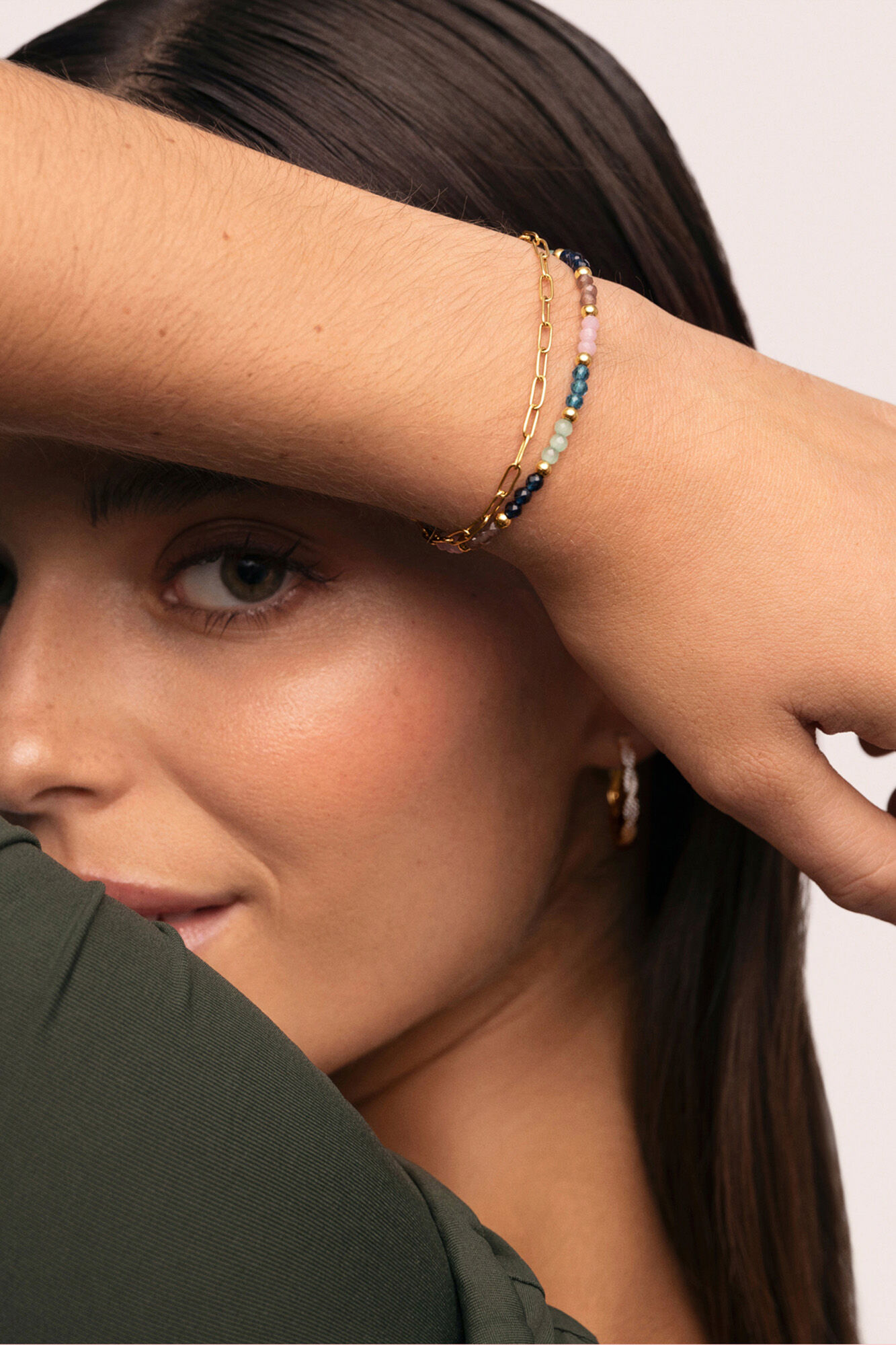 Singularu Pulsera Dye Dots Bruma Acero Ba&ntilde;o Oro