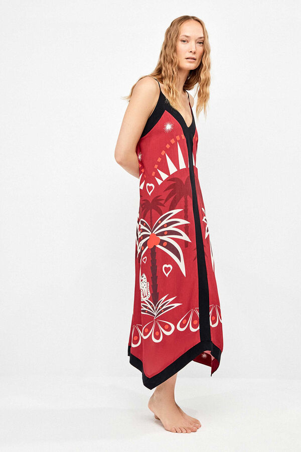 Gisela Vestido al&ccedil;as finas estampado &eacute;tnico in & out branco