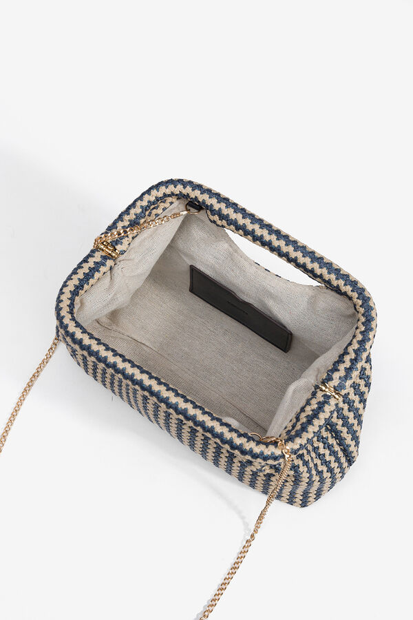 Vilanova Cartera de Mano Bicolor Efecto Paja azul