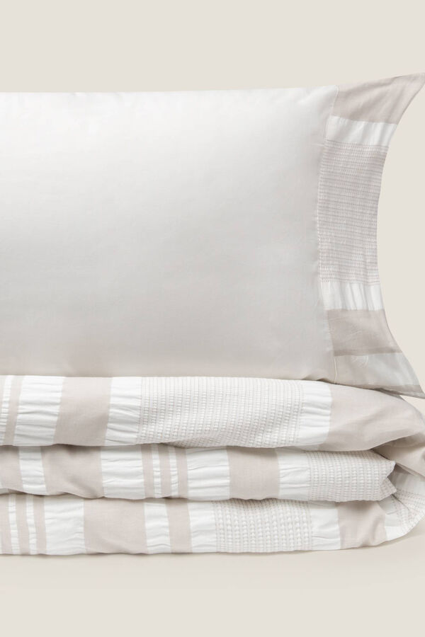 Textura Funda nórdica algodón rayas. Cama 150-160cm. beige