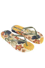 Ipanema Chinelos com flores verdes tropicais bege