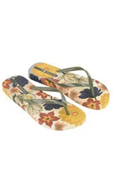 Ipanema Chinelos com flores verdes tropicais bege
