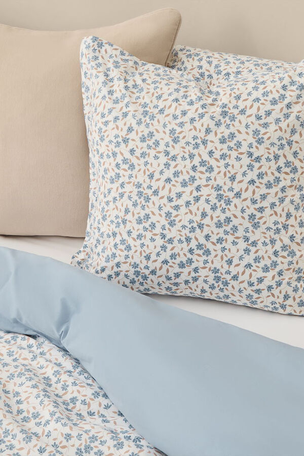 Textura Capa nórdica algodão flores azul