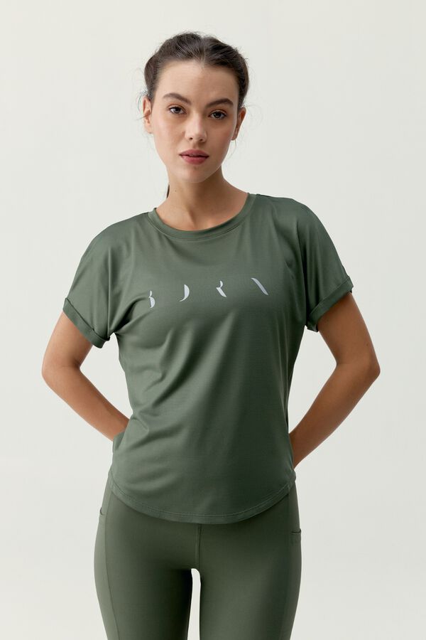 Born Living Yoga T-shirt Azami Kaki Leaft S caqui