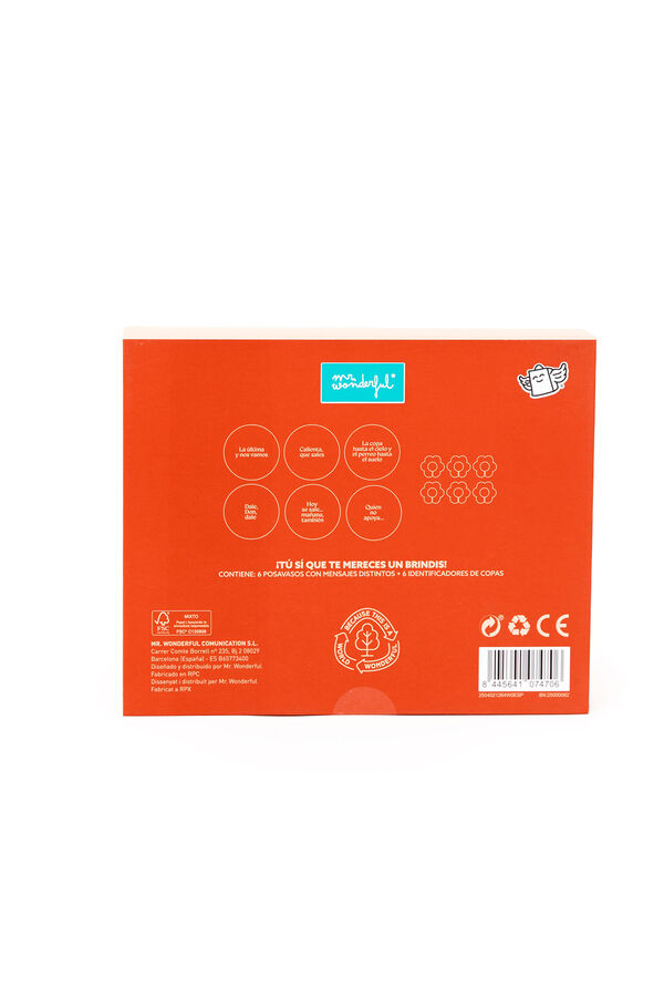 Mr. Wonderful Set de 6 posavasos + 6 identificadores de copas - &iexcl;Que empiece la fiesta! estampado