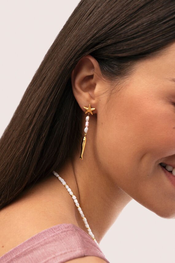 Pendientes Long Costa Acero Baño Oro