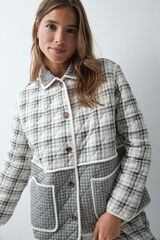 Women'secret Bata corta cuadros gris estampado