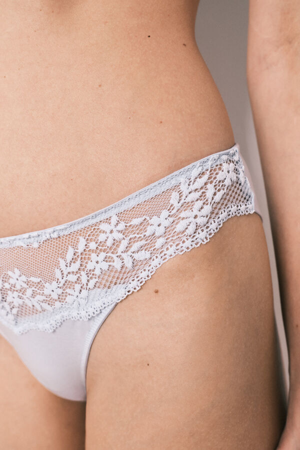 Women'secret Blue modal and lace classic panty blue