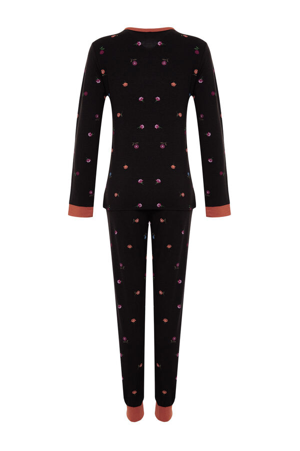 Trendyol Conjunto pijama jogger negro estampado floral&nbsp;&nbsp; negro