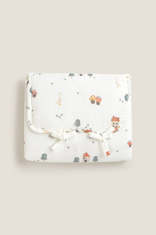 Textura Trocador de algodão com casinhas branco