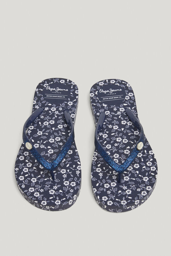 Pepe Jeans Chinelos de praia com estampado floral azul