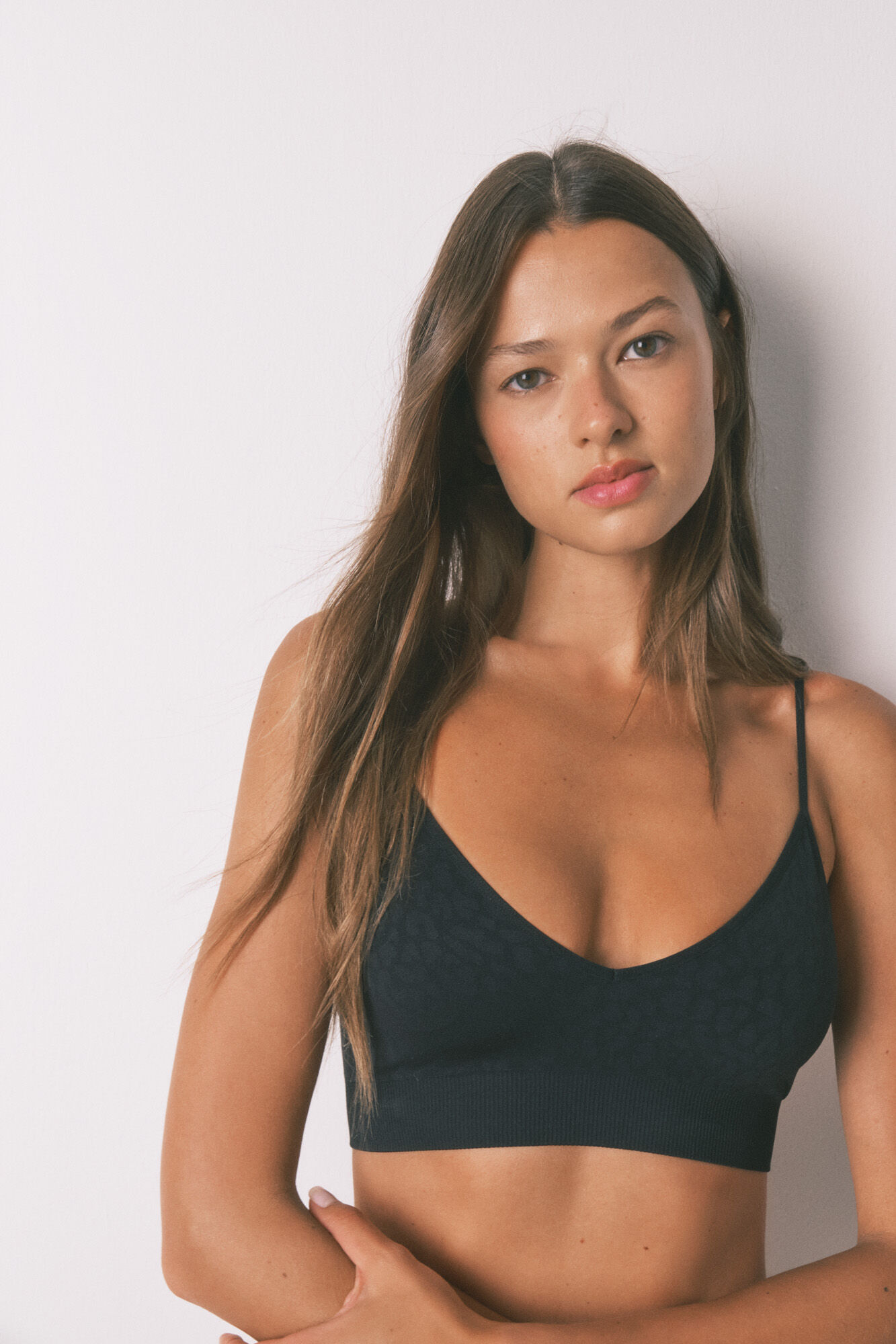 Women'secret Top NATURAL sem costura com estampa animal preto