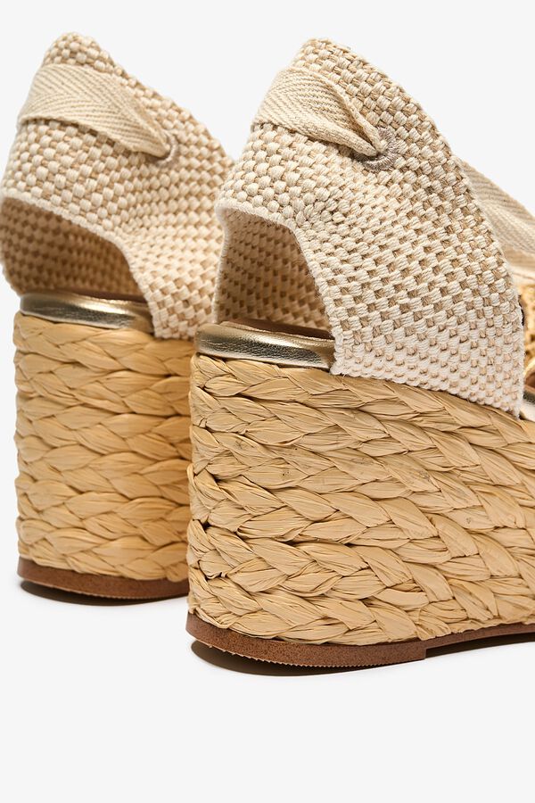 Popa Sand&aacute;lia cunha baixa Zushi r&aacute;fia estampado