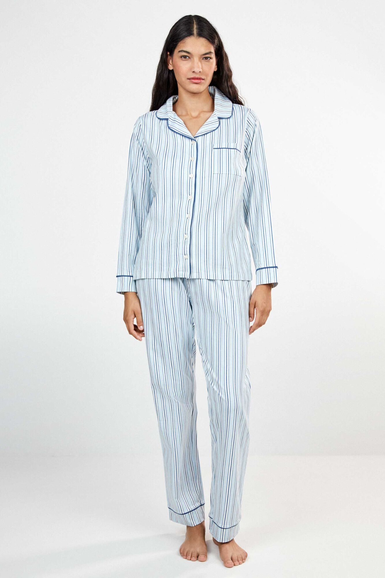 Gisela Pijama camisero de rayas algod&oacute;n