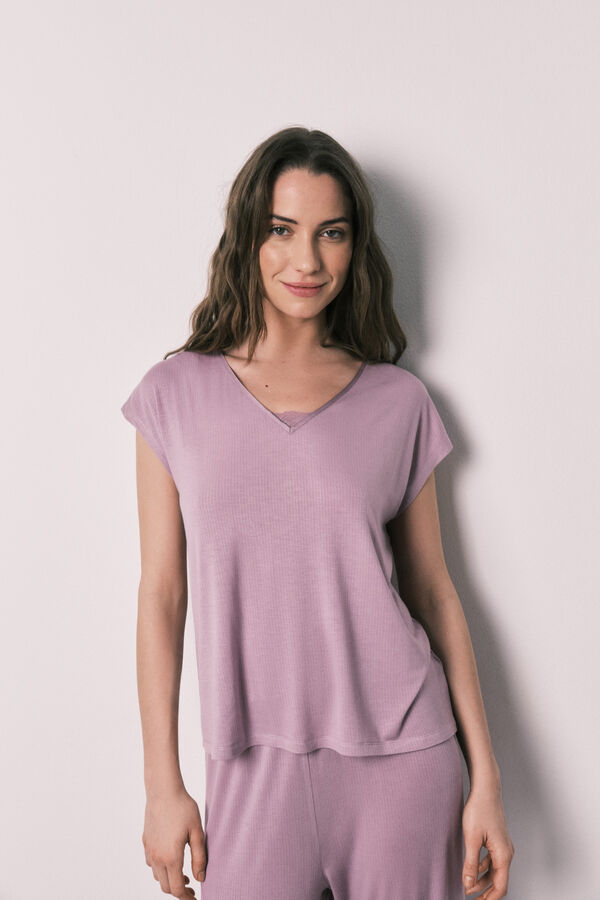 Women'secret Pijama Capri toque suave em viscose rosa rosa