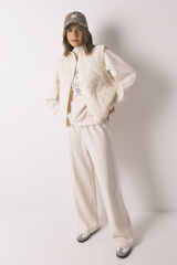 Women'secret Long white fine plush trouser beige