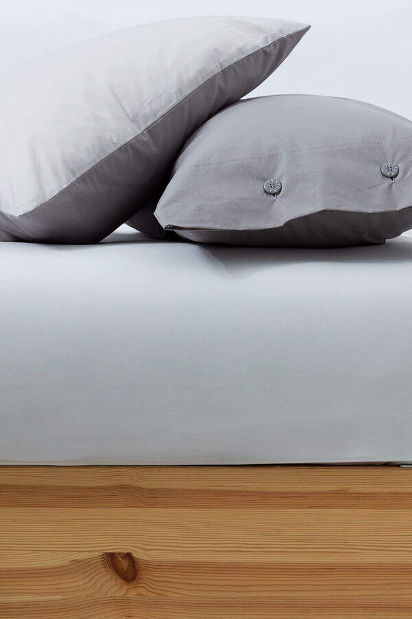 Textura Lençol de baixo algodão percal. Cama 80-90 cm. cinzento