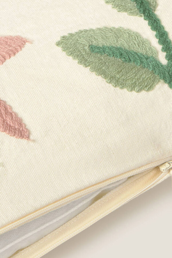 Textura Capa de almofada com flores bordadas branco