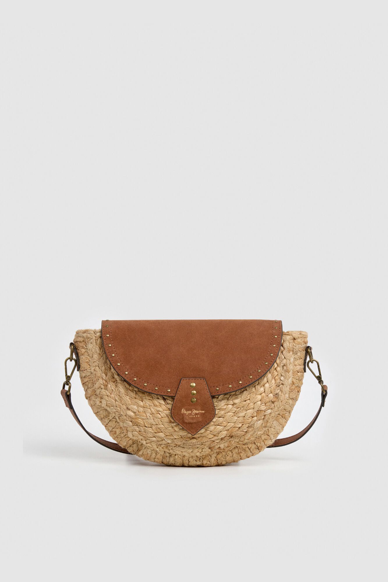 Pepe Jeans Mala meia-lua em r&aacute;fia com tachas