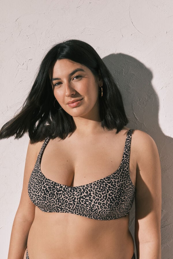 Women'secret Top biqu&iacute;ni horizontal capacidade estampado animal branco