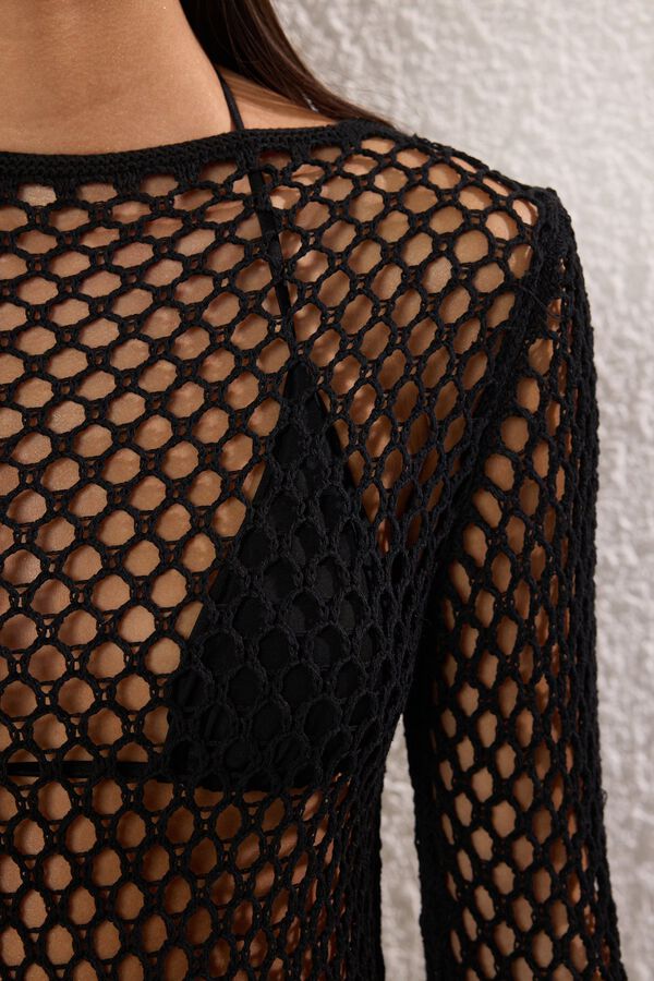 Trendyol Vestido comprido de manga comprida preto