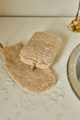 Meraki MKJute exfoliating sponge and glove Nature white