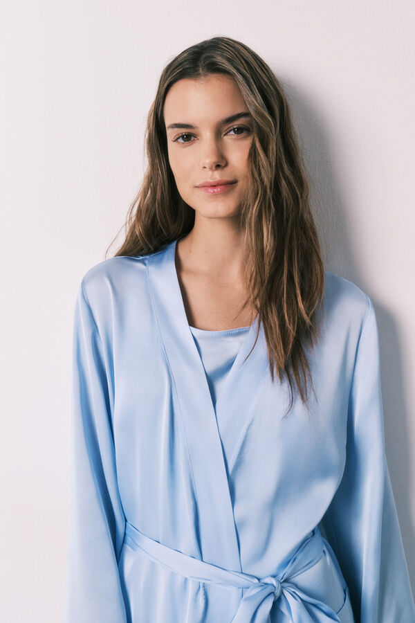 Women'secret Robe midi em cetim azul azul
