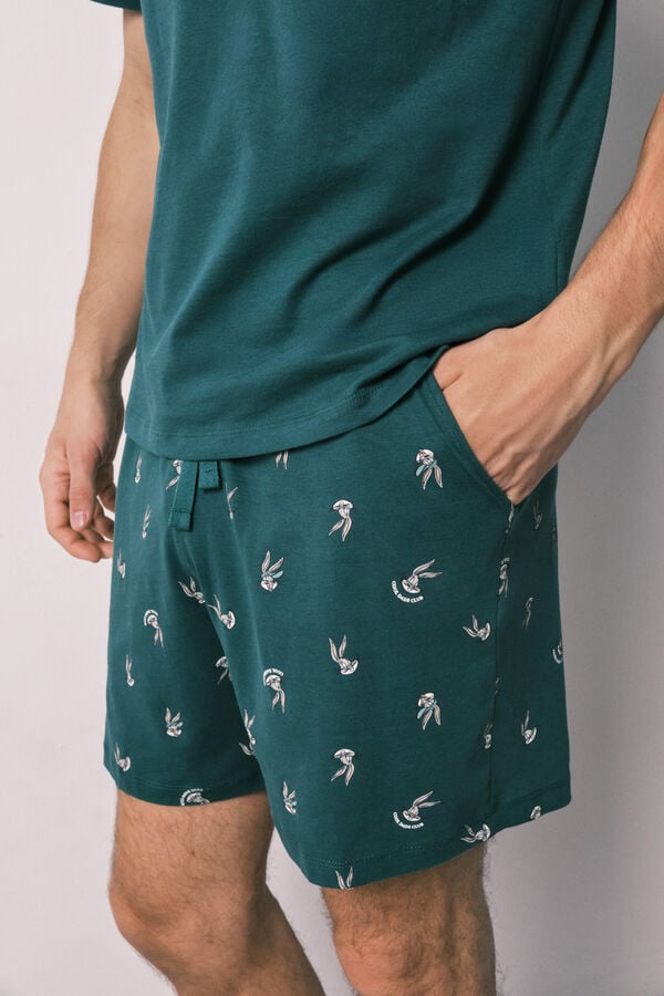 Women'secret Pijama curto de homem em 100% algod&atilde;o Bugs Bunny verde