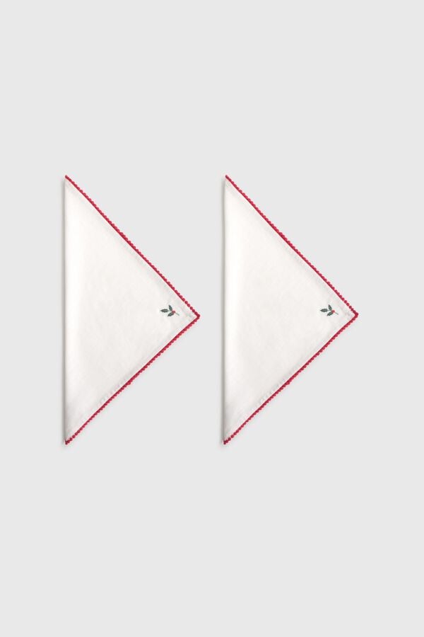 Textura Conjunto de dois guardanapos bordados branco
