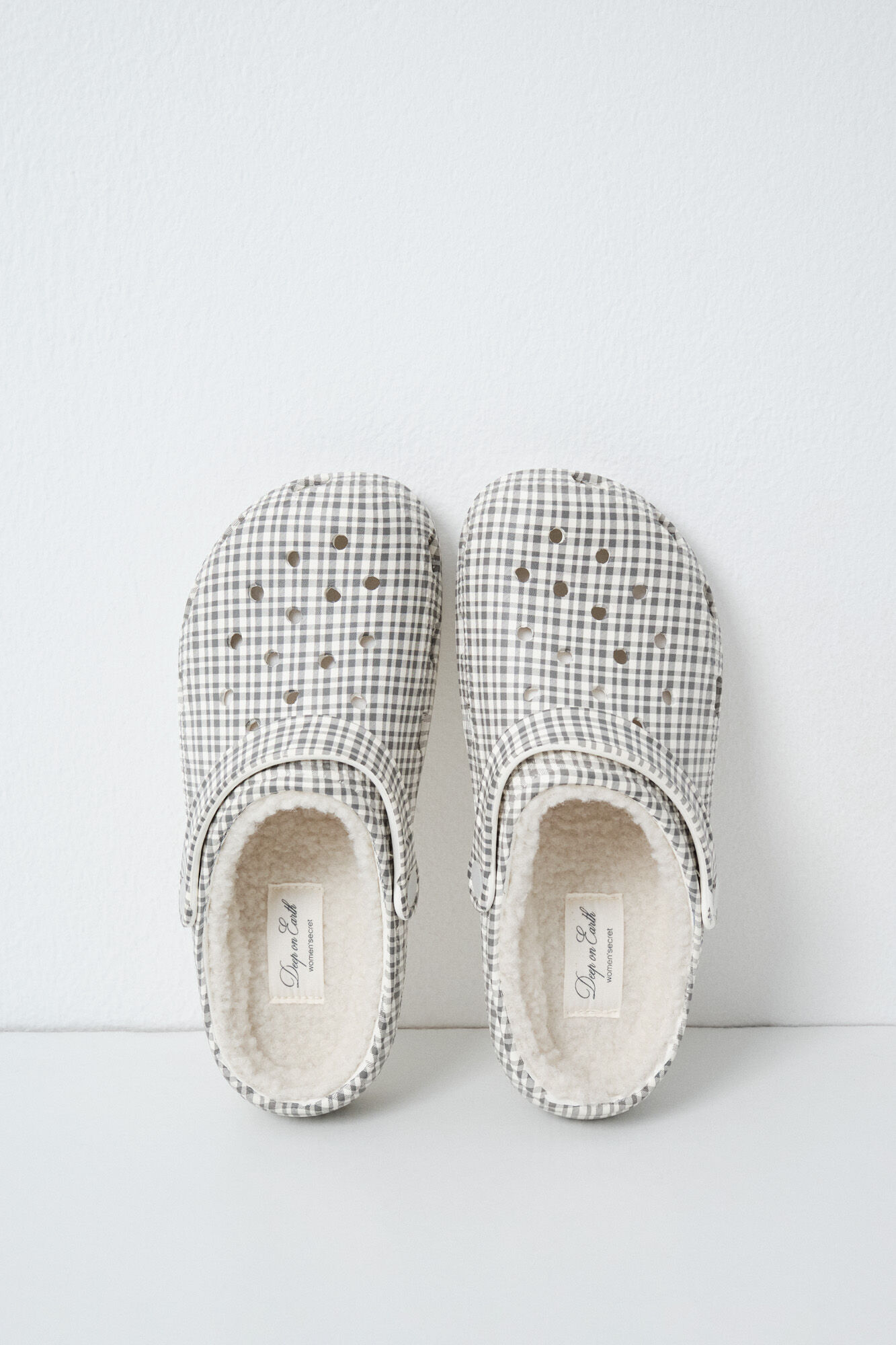 Women'secret Chinelos de quarto tamanco forrado xadrez