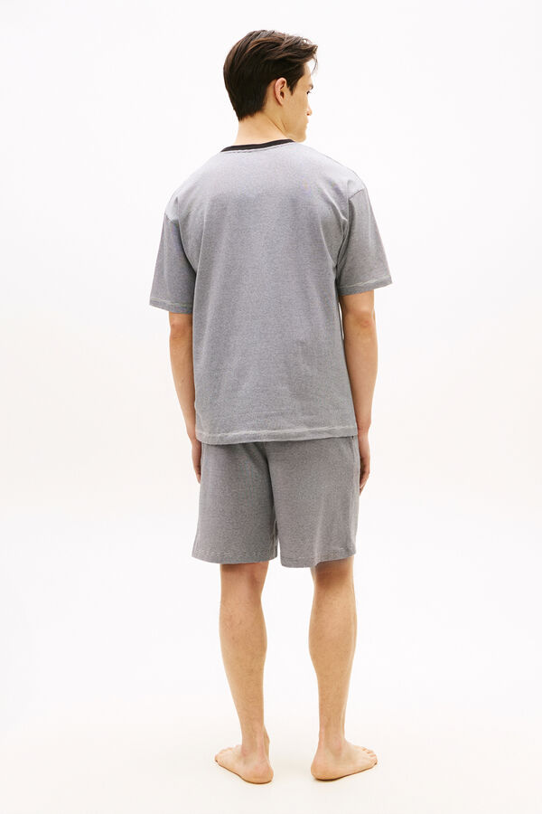 Tommy Hilfiger Pijama curto estampado a riscas cinzento