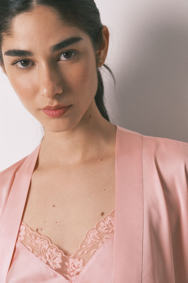 Women'secret Robe midi cetim rosa rosa
