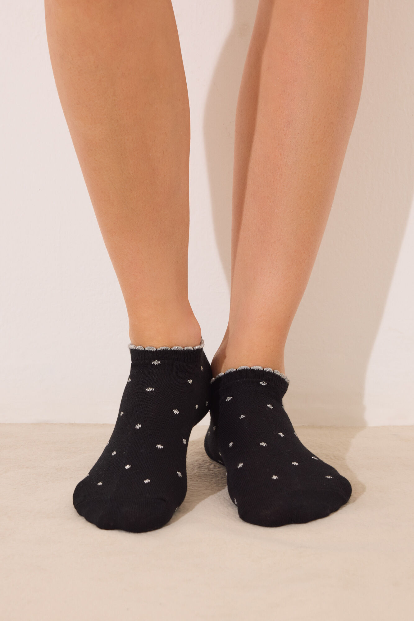 Women'secret Pack 3 calcetines cortos negro lurex