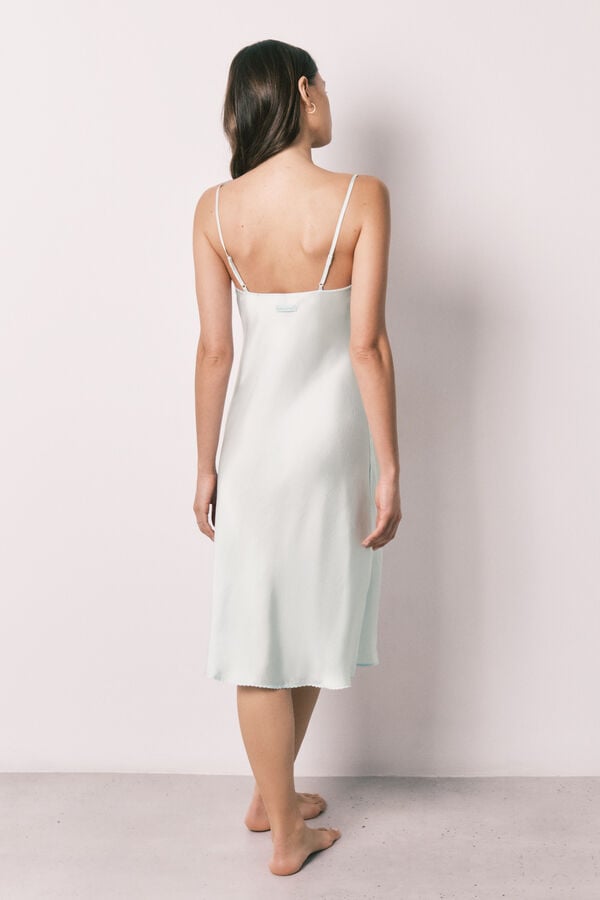 Women'secret Camisa de dormir midi de al&ccedil;as em cetim verde verde