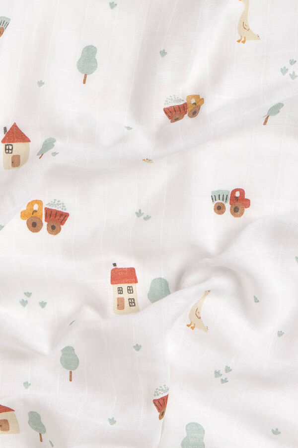 Textura Casas de algodão com gaze de musselina branco