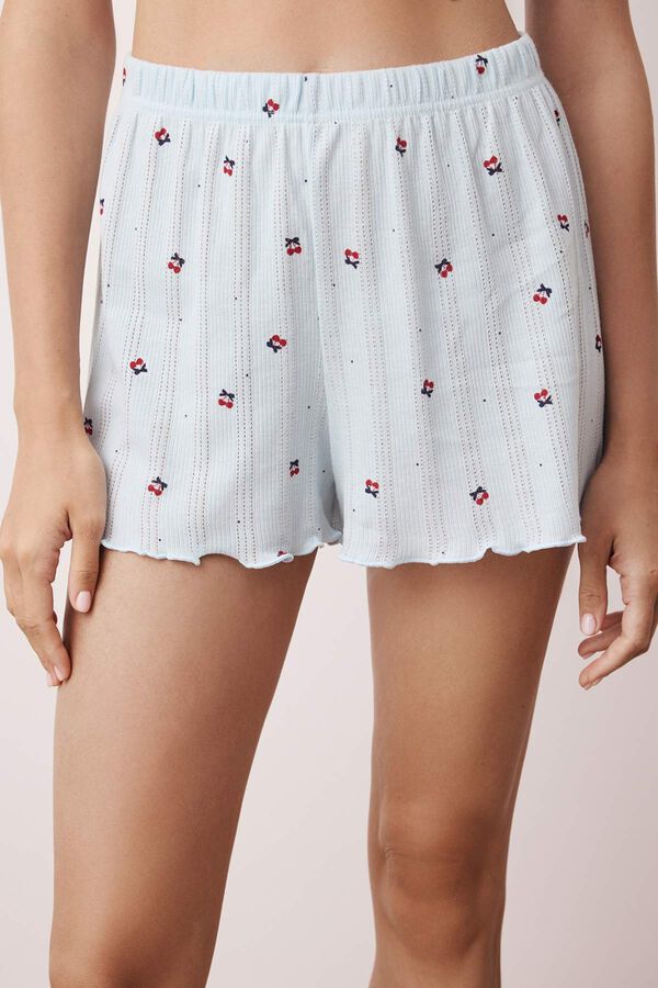 Trendyol Conjunto de pijama corto floral lazos azul