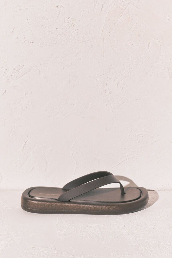 Women'secret Chinelos de sola grossa bico quadrado castanho cru