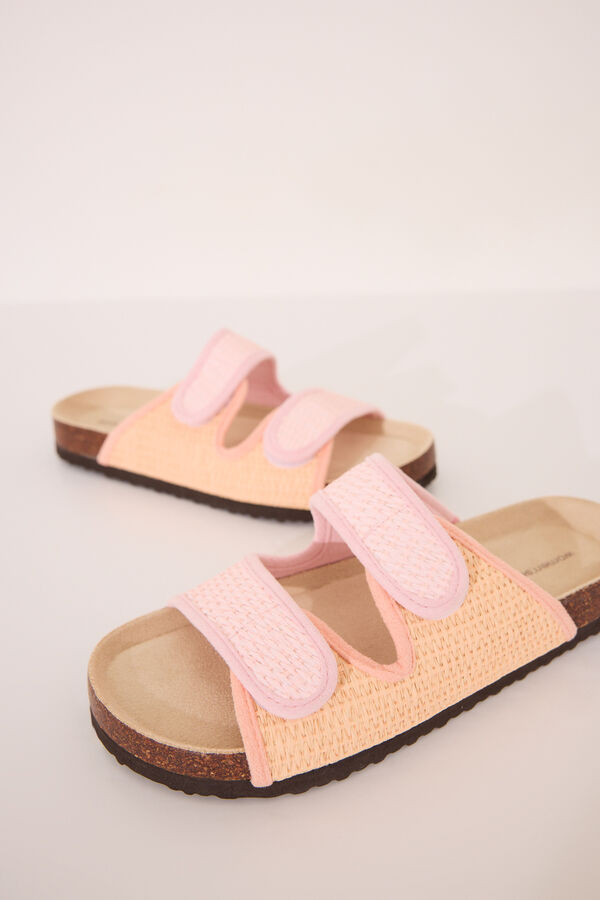 Women'secret Sandalias bio efecto rafia rosa salmón blanco
