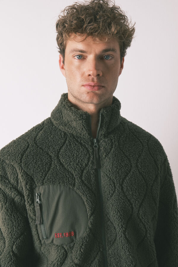 Women'secret Casaco curto/ robe masculino Hotwheels de pelo verde bege