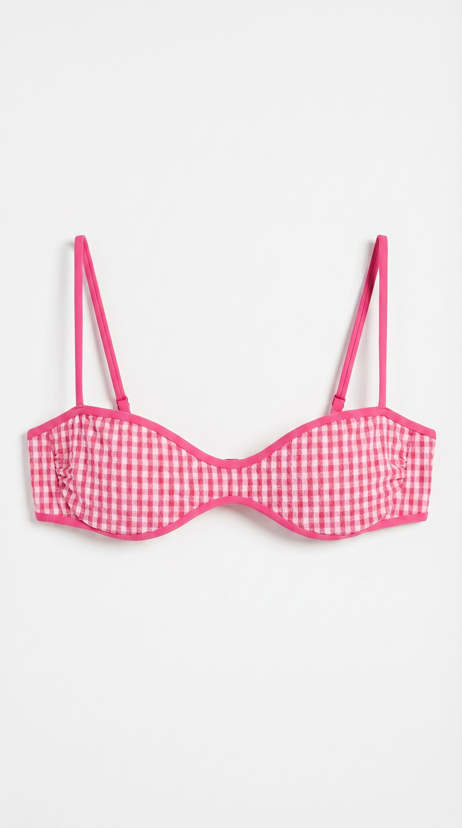 Women'secret Top biqu&iacute;ni horizontal estampado vichy rosa lurex