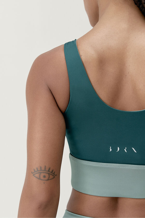 Born Living Yoga Top Maiko Verde Iceberg/Verde Profundo estampado