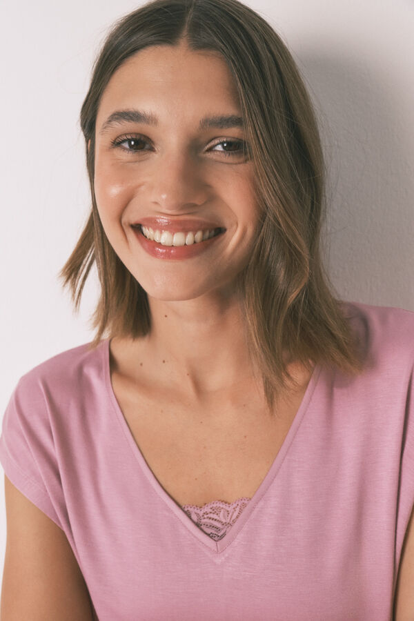 Women'secret Pijama Capri de viscose rosa com soft touch rosa