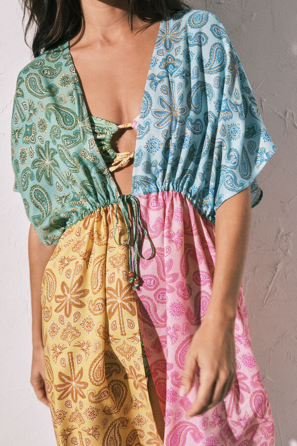 Women'secret T&uacute;nica curta aberta estampada multicolor estampado